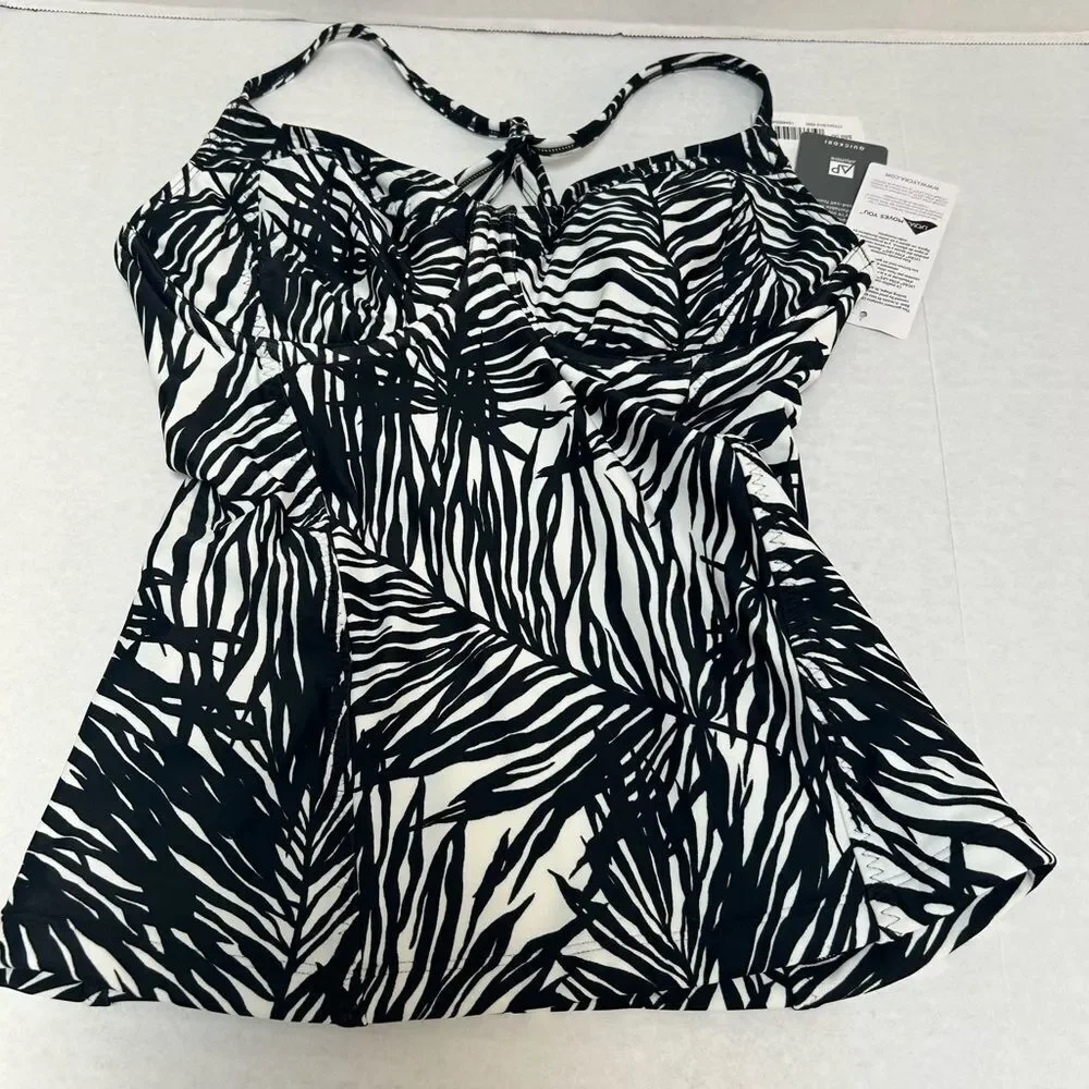 Athleta NWT Palms Kaimana Tankini Frond Black‎ & White size 32D/DD